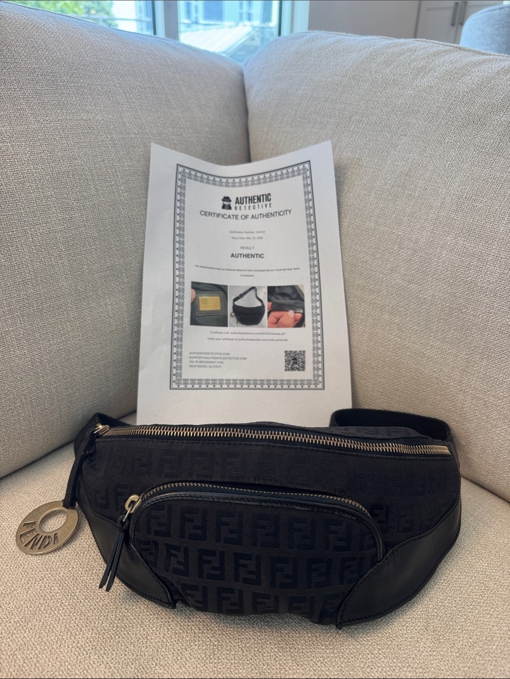 Authentic Fendi Zucchino Zucca Black Belt Bag / Bum Bag / Waist Bag Vintage Y2K